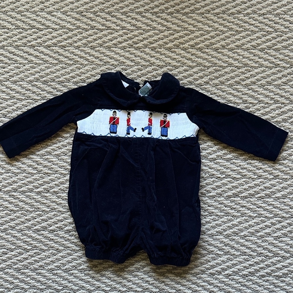 Classic Navy Kids Bodysuit with Soldier Embroidery